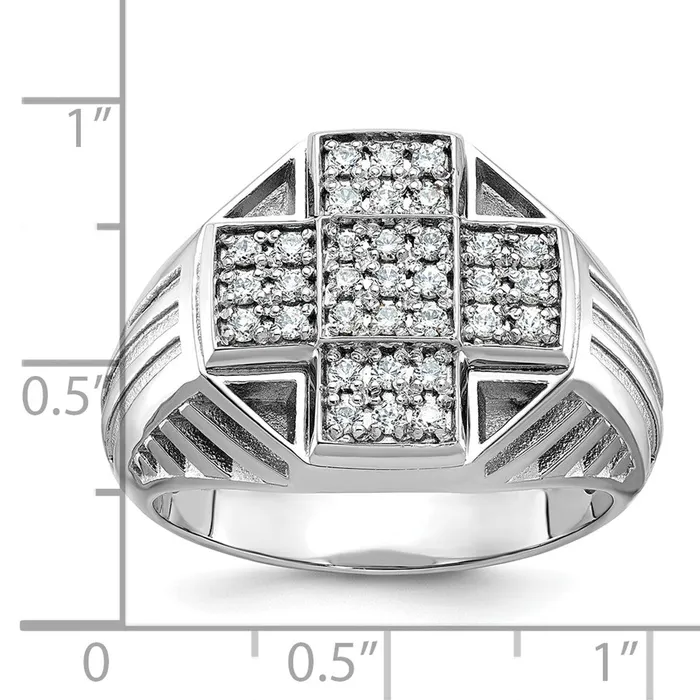 Goldia Rings 14k White Gold Mens Polished and Satin 12 carat Diamond Complete Ring