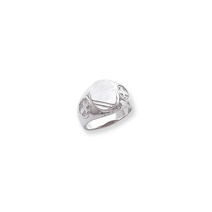 Goldia Rings 14k White Gold Mens Cross Signet Ring