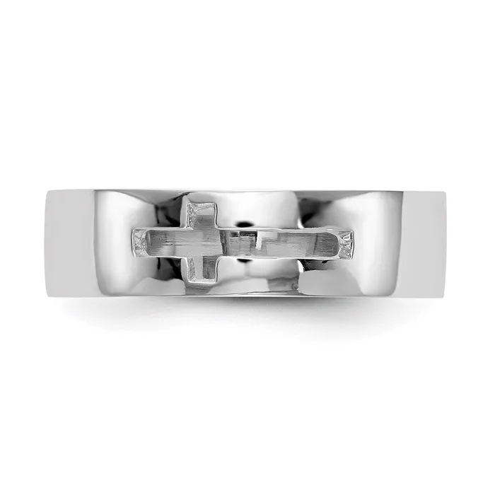 Goldia Rings 14k White Gold Polished Cutout Cross Mens Ring
