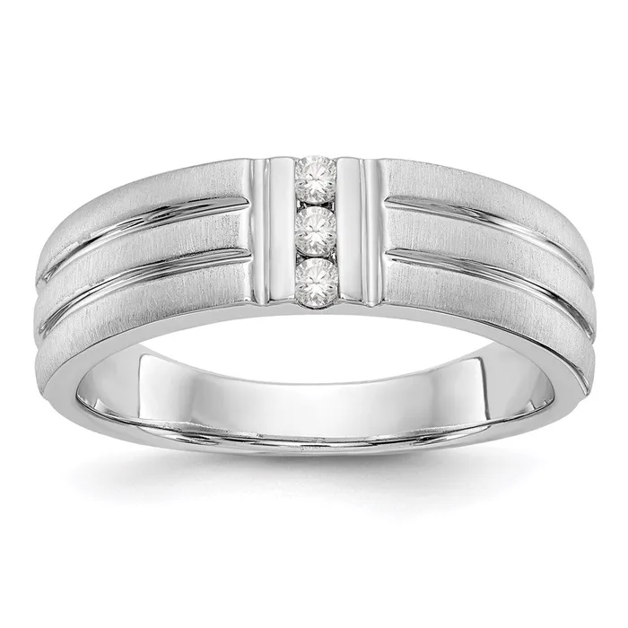 Goldia Rings 14K White Gold Real Diamond Mens Band