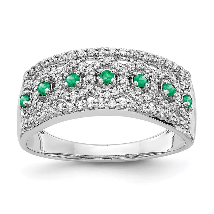 Goldia Rings 14k White Gold Real Diamond u0026 Emerald Fancy Ring
