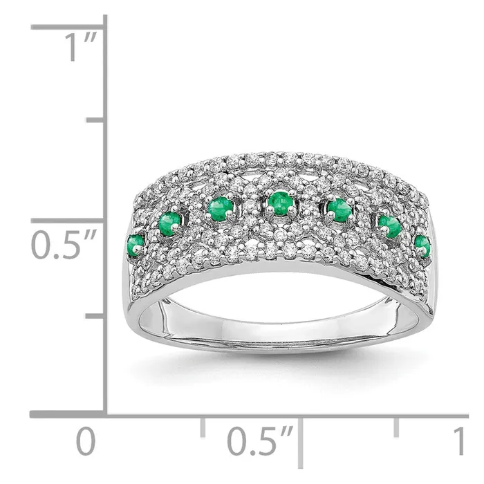 Goldia Rings 14k White Gold Real Diamond u0026 Emerald Fancy Ring