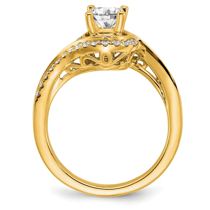 Goldia Rings 14k Yellow Gold 13 Ct Lab Grown Diamond VSSI G 34 Ct Round Center Engagement Ring