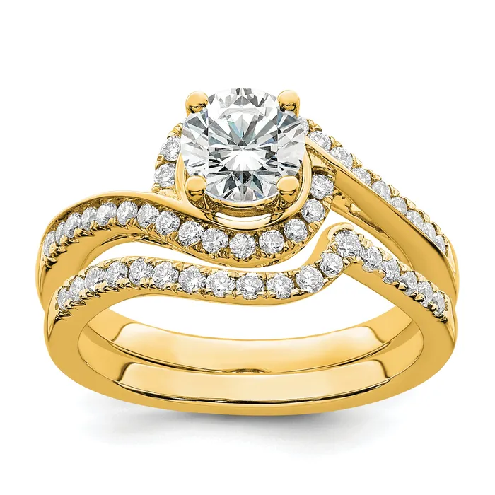 Goldia Rings 14k Yellow Gold 13 Ct Lab Grown Diamond VSSI G 34 Ct Round Center Engagement Ring