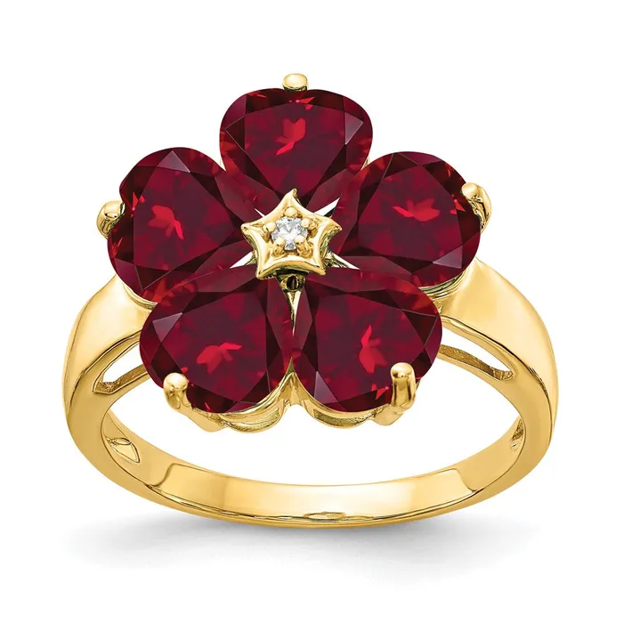 Goldia Rings 14k Yellow Gold 6mm Heart Created Ruby AAA Diamond ring