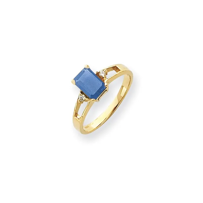 Goldia Rings 14k Yellow Gold 7x5mm Emerald Cut Tsavorite A Diamond ring