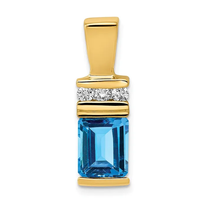 Goldia Rings 14k Yellow Gold 8x6mm Emerald Cut Blue Topaz AAA Diamond Slide Goldia Rings 14k Yellow Gold 8x6mm Emerald Cut Blue Topaz AAA Diamond Slide
