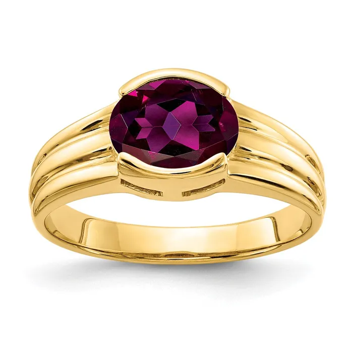 Goldia Rings 14k Yellow Gold 8x6mm Oval Rhodolite Garnet ring