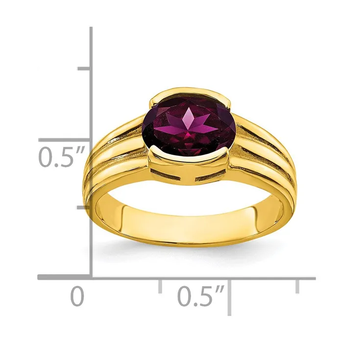 Goldia Rings 14k Yellow Gold 8x6mm Oval Rhodolite Garnet ring