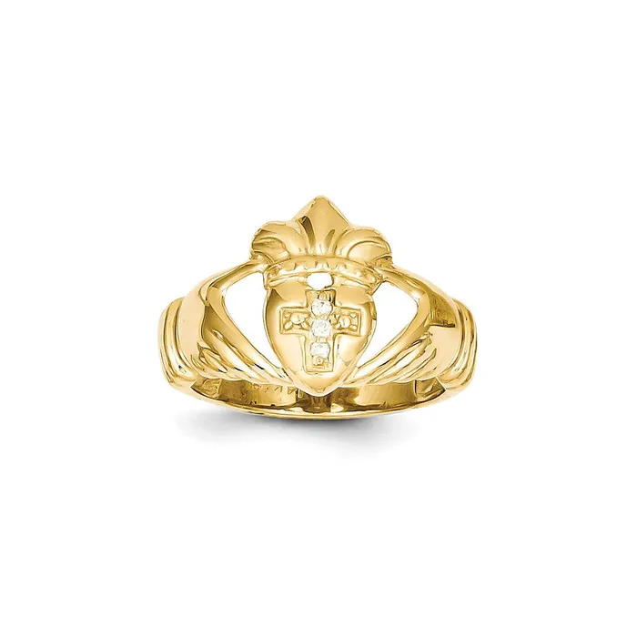 Goldia Rings 14k Yellow Gold AA Diamond claddagh ring