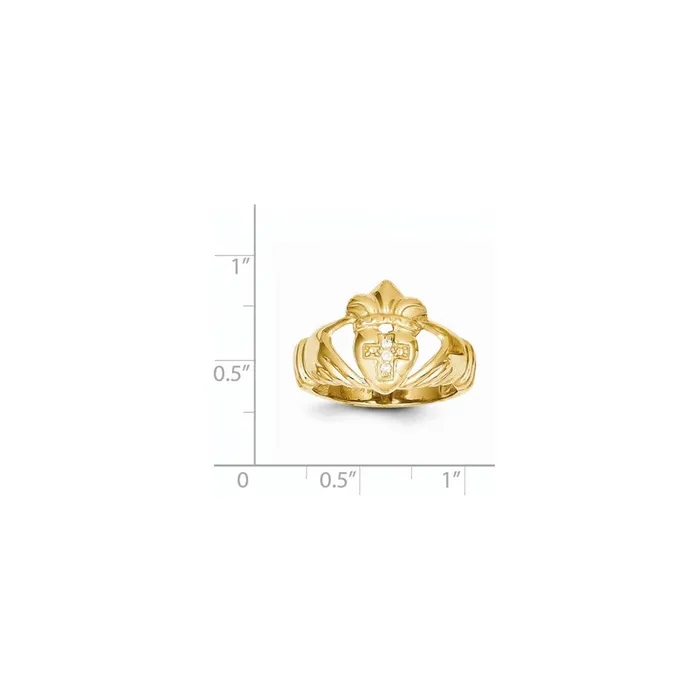 Goldia Rings 14k Yellow Gold AA Diamond claddagh ring
