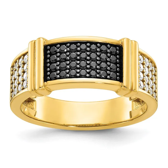 Goldia Rings 14k Yellow Gold Mens Black and White Diamond Ring Mounting