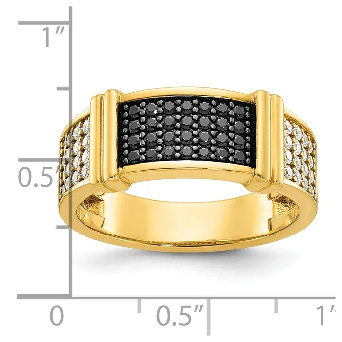 Goldia Rings 14k Yellow Gold Mens Black and White Diamond Ring Mounting