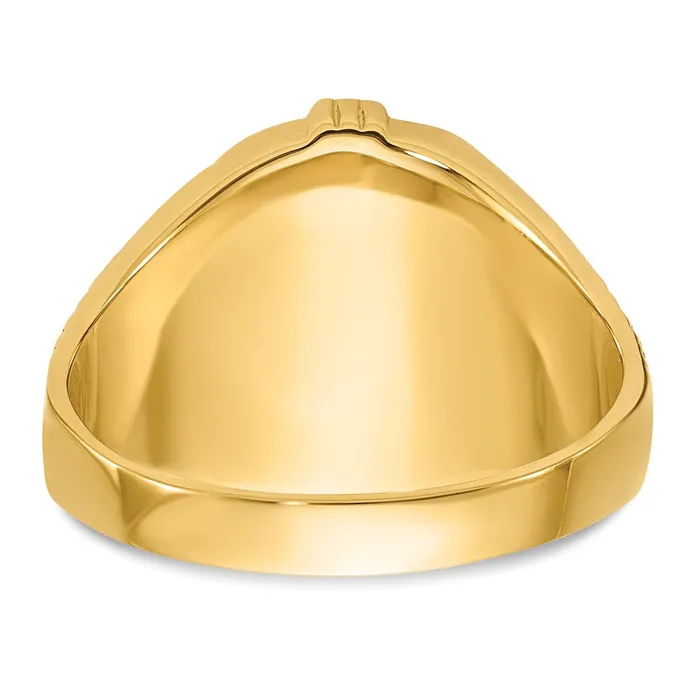 Goldia Rings 14k Yellow Gold Mens Polished Antiqued and Textured with Onyx Masonic Ring