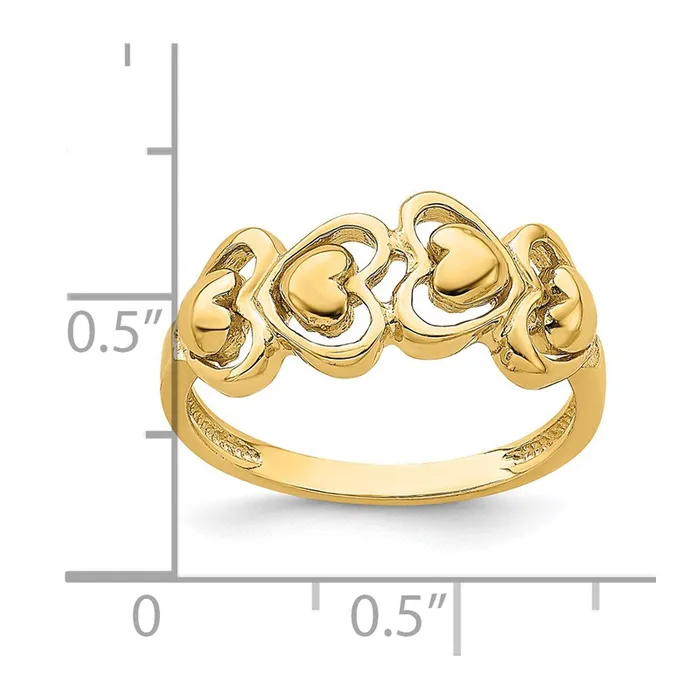 Goldia Rings 14K Yellow Gold Polished Hearts Ring