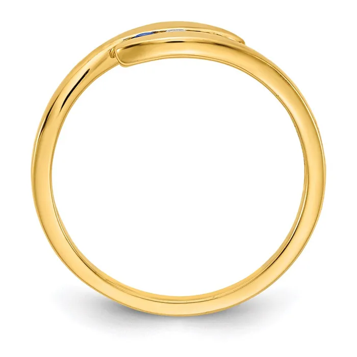 Goldia Rings 14K Yellow Gold Sapphire and Real Diamond 3stone Ring