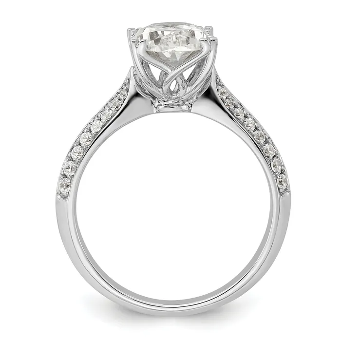 Goldia Rings 200ct CZ Solid Real 14k White Polish 2ct Oval Engagement Dia Ring