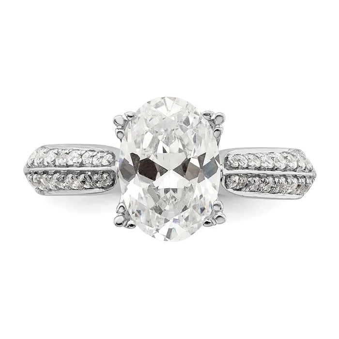 Goldia Rings 200ct CZ Solid Real 14k White Polish 2ct Oval Engagement Dia Ring