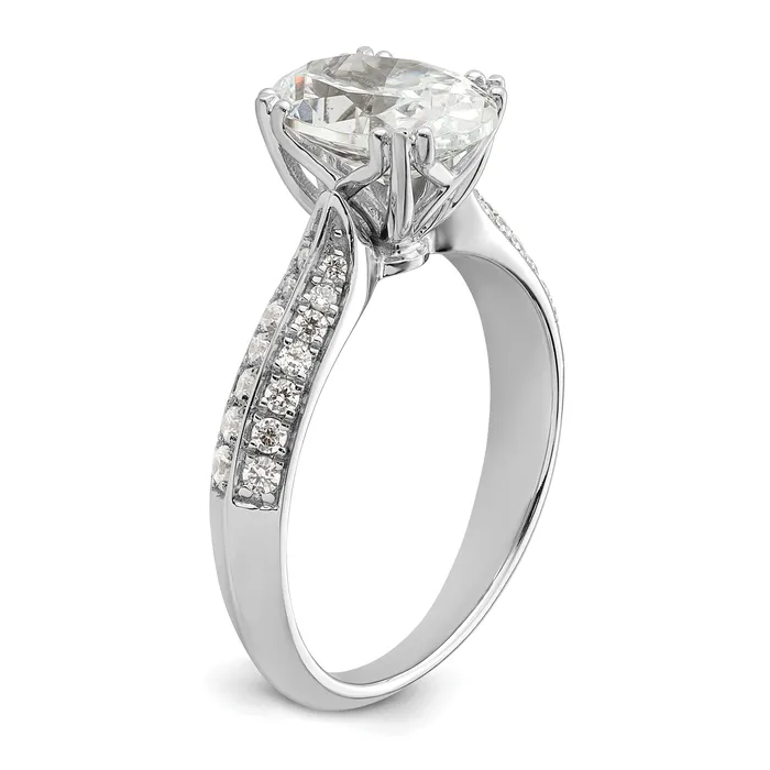 Goldia Rings 200ct CZ Solid Real 14k White Polish 2ct Oval Engagement Dia Ring