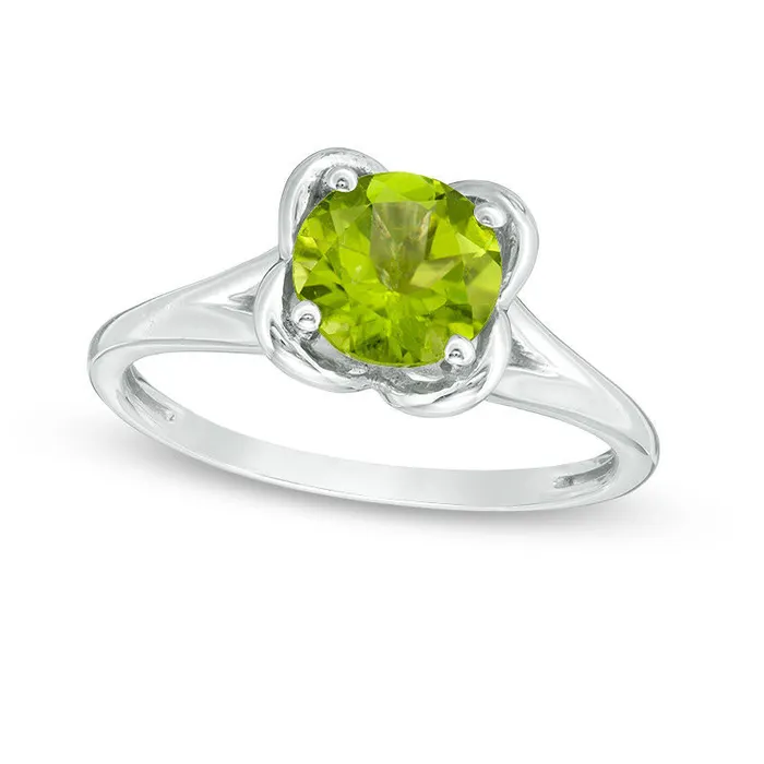 Goldia Rings 70mm Peridot Flower Frame Ring in Sterling Silver