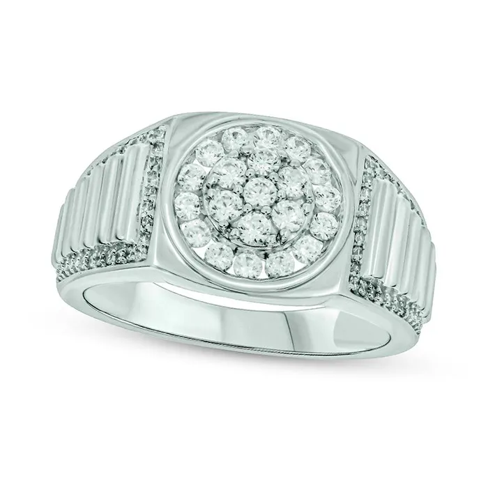 Goldia Rings Mens 075 CT TW Composite Natural Diamond Ribbed Shank Ring in Solid 10K White Gold Goldia Rings Mens 075 CT TW Composite Natural Diamond Ribbed Shank Ring in Solid 10K White Gold