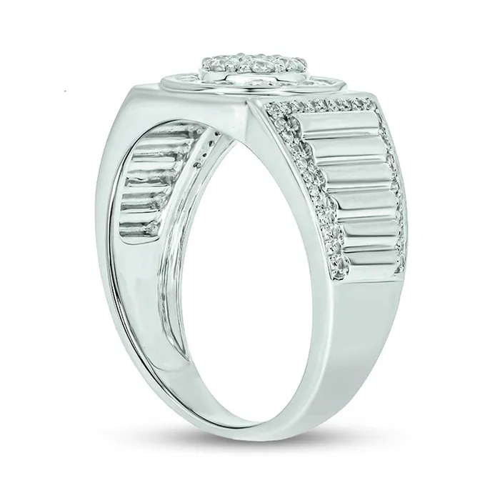 Goldia Rings Mens 075 CT TW Composite Natural Diamond Ribbed Shank Ring in Solid 10K White Gold Goldia Rings Mens 075 CT TW Composite Natural Diamond Ribbed Shank Ring in Solid 10K White Gold