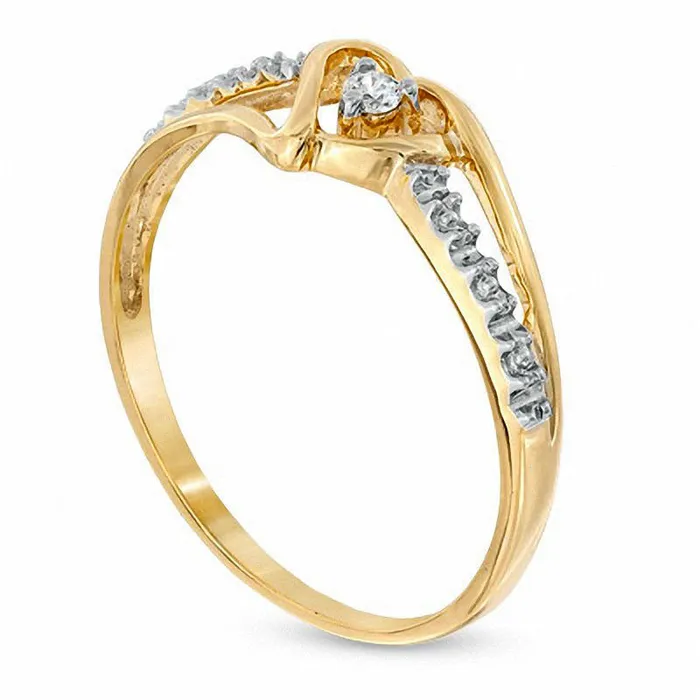 Goldia Rings Natural Diamond Accent Heart Split Shank Promise Ring in Solid 10K Yellow Gold Goldia Rings Natural Diamond Accent Heart Split Shank Promise Ring in Solid 10K Yellow Gold