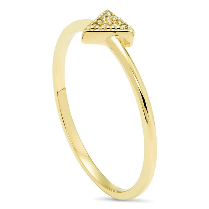 Goldia Rings Natural Diamond Accent Triangle Ring in Solid 10K Yellow Gold Goldia Rings Natural Diamond Accent Triangle Ring in Solid 10K Yellow Gold
