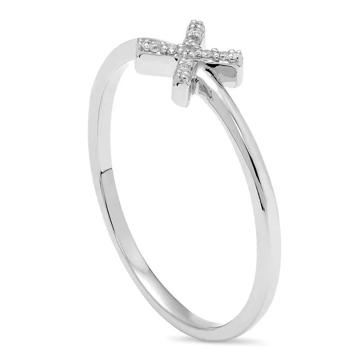 Goldia Rings Natural Diamond Accent X Ring in Solid 10K White Gold Goldia Rings Natural Diamond Accent X Ring in Solid 10K White Gold