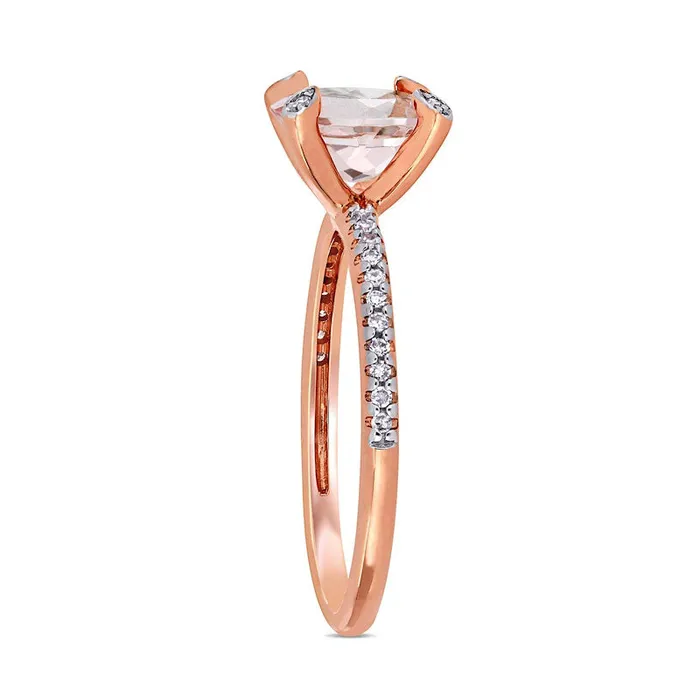Goldia Rings Oval Morganite and 010 CT TW Natural Diamond Ring in Solid 10K Rose Gold Goldia Rings Oval Morganite and 010 CT TW Natural Diamond Ring in Solid 10K Rose Gold