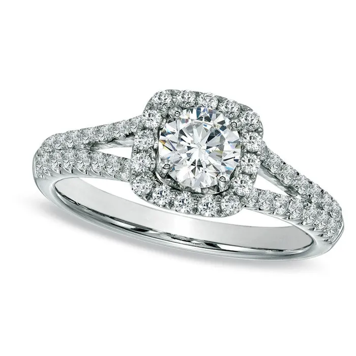 Goldia Rings Previously Owned Celebration Fire 10 CT TW Natural Diamond Split Shank Engagement Ring in Solid 14K White Gold HISI1SI2