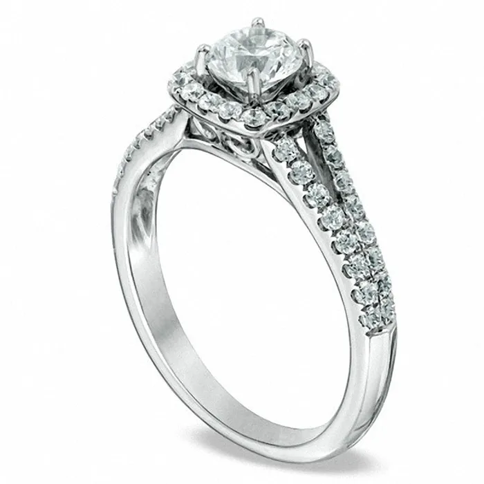 Goldia Rings Previously Owned Celebration Fire 10 CT TW Natural Diamond Split Shank Engagement Ring in Solid 14K White Gold HISI1SI2 Goldia Rings Previously Owned Celebration Fire 10 CT TW Natural Diamond Split Shank Engagement Ring in Solid 14K White Gold HISI1SI2