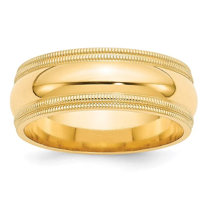 Goldia Rings Solid 10K Yellow Gold 8mm Double Milgrain Comfort Fit MensWomens Wedding Band Ring Size 55 Goldia Rings Solid 10K Yellow Gold 8mm Double Milgrain Comfort Fit MensWomens Wedding Band Ring Size 55