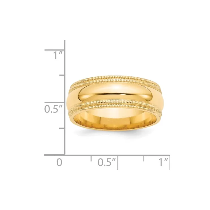 Goldia Rings Solid 10K Yellow Gold 8mm Double Milgrain Comfort Fit MensWomens Wedding Band Ring Size 55 Goldia Rings Solid 10K Yellow Gold 8mm Double Milgrain Comfort Fit MensWomens Wedding Band Ring Size 55