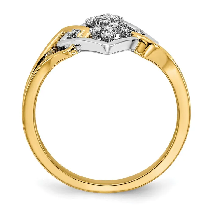 Goldia Rings Solid 14k Twotone Polished Fancy Square Simulated CZ Ring