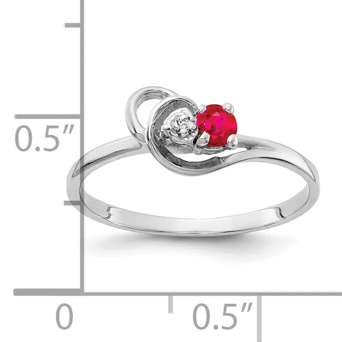 Goldia Rings Solid 14k White Gold 3mm Simulated Ruby AAA CZ Ring
