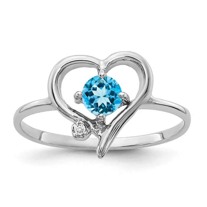 Goldia Rings Solid 14k White Gold 4mm Simulated Blue Topaz A CZ Ring