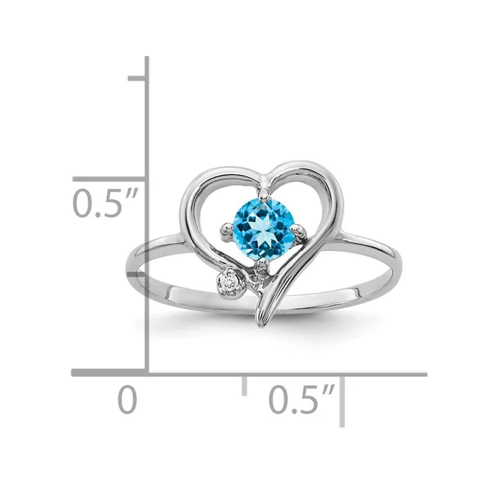 Goldia Rings Solid 14k White Gold 4mm Simulated Blue Topaz A CZ Ring