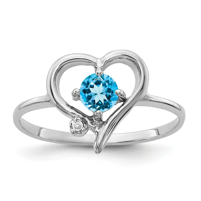 Goldia Rings Solid 14k White Gold 4mm Simulated Blue Topaz AAA CZ Ring