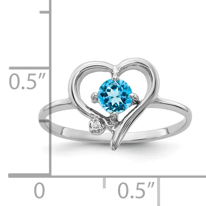 Goldia Rings Solid 14k White Gold 4mm Simulated Blue Topaz AAA CZ Ring