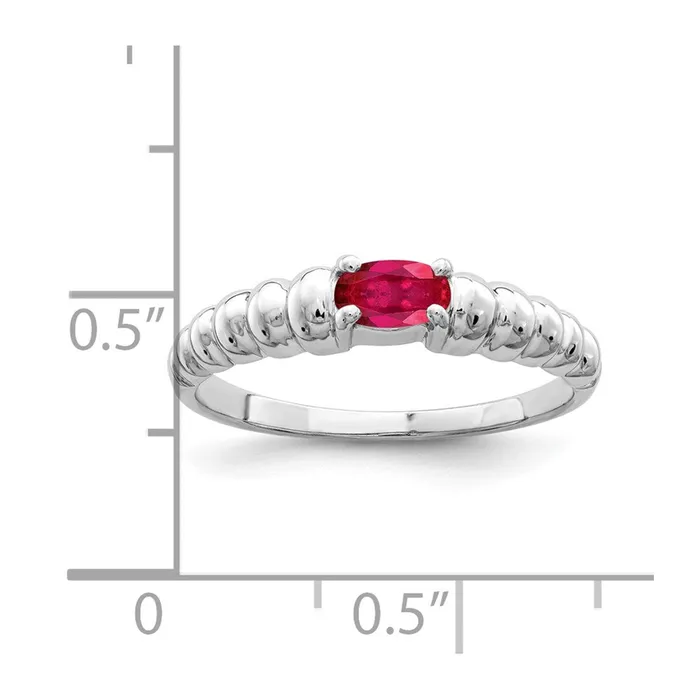 Goldia Rings Solid 14k White Gold 5x3mm Oval Simulated Ruby Ring