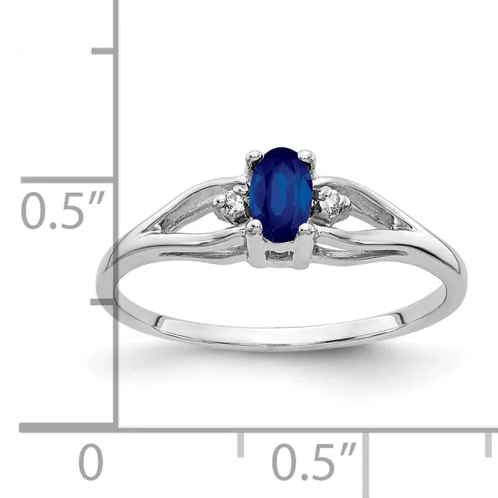 Goldia Rings Solid 14k White Gold 5x3mm Oval Simulated Sapphire VS CZ Ring