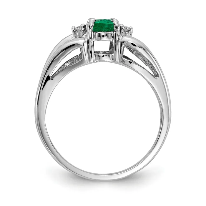 Goldia Rings Solid 14k White Gold 6x4mm Oval Simulated Emerald VS CZ Ring