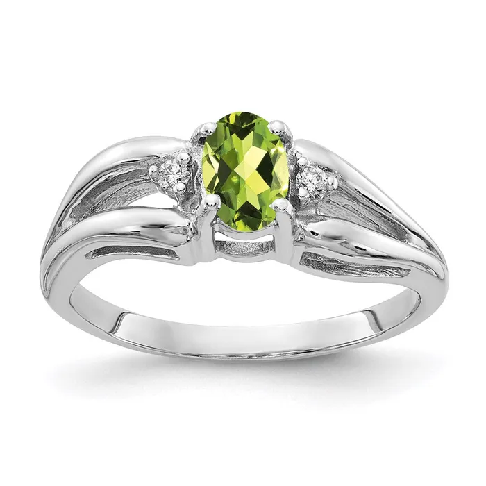 Goldia Rings Solid 14k White Gold 6x4mm Oval Simulated Peridot A CZ Ring Goldia Rings Solid 14k White Gold 6x4mm Oval Simulated Peridot A CZ Ring