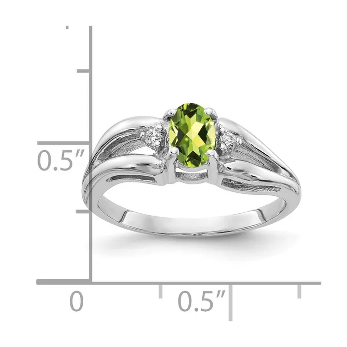 Goldia Rings Solid 14k White Gold 6x4mm Oval Simulated Peridot A CZ Ring