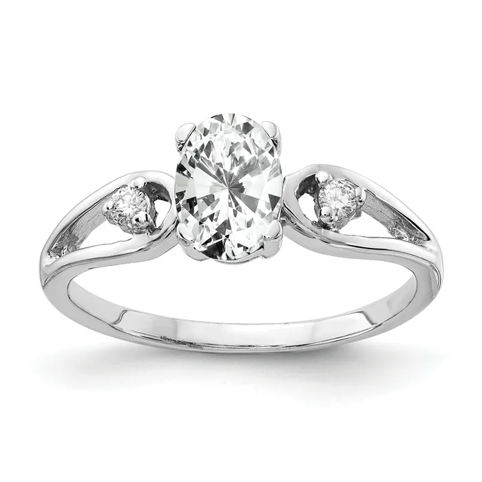 Goldia Rings Solid 14k White Gold 7x5mm Oval Cubic Zirconia AA Simulated CZ Ring Goldia Rings Solid 14k White Gold 7x5mm Oval Cubic Zirconia AA Simulated CZ Ring