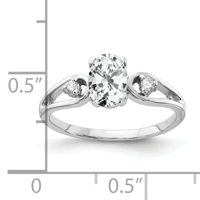 Goldia Rings Solid 14k White Gold 7x5mm Oval Cubic Zirconia AA Simulated CZ Ring
