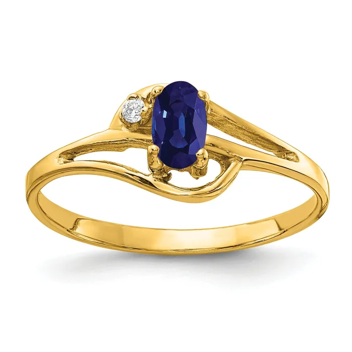 Goldia Rings Solid 14k Yellow Gold 5x3mm Oval Simulated Sapphire AA CZ Ring Goldia Rings Solid 14k Yellow Gold 5x3mm Oval Simulated Sapphire AA CZ Ring