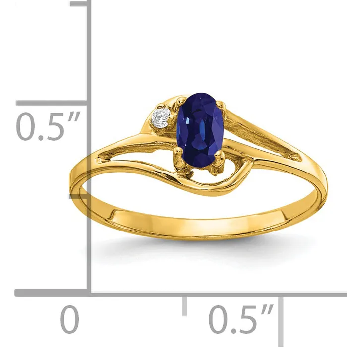 Goldia Rings Solid 14k Yellow Gold 5x3mm Oval Simulated Sapphire AA CZ Ring