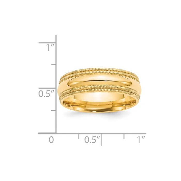 Goldia Rings Solid 14K Yellow Gold 7mm Double Milgrain Comfort Fit MensWomens Wedding Band Ring Size 11 Goldia Rings Solid 14K Yellow Gold 7mm Double Milgrain Comfort Fit MensWomens Wedding Band Ring Size 11